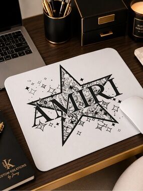 White Mouse Pad with Black Star Logo